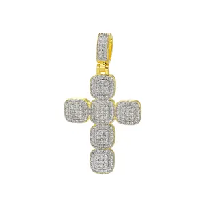 Nieuwe Sieraden 18K Gouden Diamant De Christelijke Religie Kubieke Zirkonia Cz Micro Pave Kruis Hanger