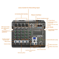 Mélangeur Audio professionnel B6 Offre Spéciale Console de mixage sonore numérique à 6 canaux avec 99 types d'effet DSP connexion Audio USB