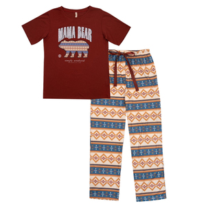 Ensemble <span class=keywords><strong>pyjama</strong></span> pour femme en tricot doux à imprimé <span class=keywords><strong>animal</strong></span> élégant, 2 pièces, haut et bas, <span class=keywords><strong>pyjama</strong></span>, fabrication en usine - Product Image 1