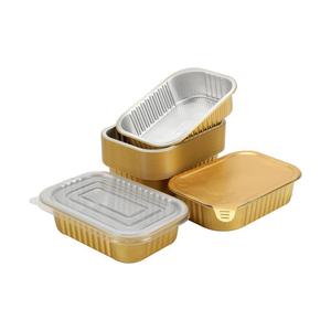 Meishida Gold Rectangular Foil Box With Plastic Lid Thickened Disposable For Takeout Microwave Safe - Product Image 2
