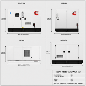 Generador Diésel Cummins Refrigerado por Agua de Mar para Contenedores, 200 kVA, 300 kVA, 400 kW, 1650 kVA, 1320 kW, Silencioso, con ATS, 50 Hz, Eléctrico - Product Image 5