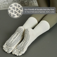 Chaussettes de Pilates antidérapantes Elite à cinq doigts, hauteur genou, en coton tricoté, pour studio de yoga et entraînement, avec logo personnalisé