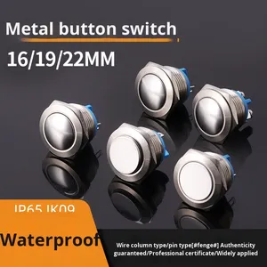 19mm kim loại nút chuyển đổi cao Đầu phẳng đầu vít thiết bị đầu cuối tự đặt lại thường mở nút bắt đầu tạm thời 3A IP65 - Product Image 3