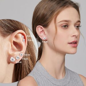 Boucles d'oreilles clous en argent sterling 925, zircone cubique 5A+ taille ronde, sertissage griffe, tendance, pour femme/unisexe, usage quotidien - Product Image 3