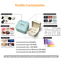 Emballage de bijoux en cuir PU de luxe en gros, boîte d'emballage pour anneaux, bracelets, colliers, boucles d'oreilles, emballage de bijoux personnalisé