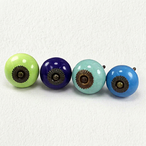 Perillas Redondas de Cerámica para Muebles en Verde, Azul, Morado y Verde Azulado, para Gabinetes de Cocina y Dormitorio, Diseño Moderno, Asa Resistente - Product Image 1