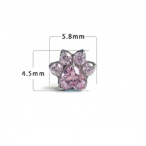 <b>Titanium</b> Alloy Zircon Cat Paw <b>Studs</b> 0.9mm Inner Spiral Ear Bone Jewelry Replacement Heads For Everyday Wear - Product Image 2