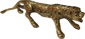 Estatuilla de tigre de latón, diseño Art Deco duradero ecológico para el hogar, mesa, decoración de oficina, estatua, pieza de exhibición, Color dorado - Product Image 4
