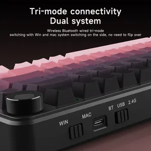 คีย์บอร์ดเกมมิ่ง AJAZZ AK820 MAX Plus รุ่นใหม่ แบบสามโหมด แบตเตอรี่ 8000mAh หน้าจอ TFT แบบ Gasket รองรับ Hot Plug คีย์บอร์ดแบบ Mechanical ปรับแต่งได้ อุปกรณ์เสริมสำหรับ <span class=keywords><strong>PC</strong></span> - Product Image 4