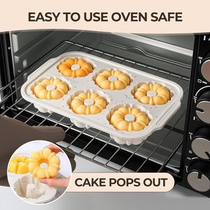 MUYULINS Factory Beige 6-Cup LFGB Non-Stick BPA Free Metal Reinforced Frame Large <b>Silicone</b> Cupcake Pan American Muffin Tray - Product Image 3