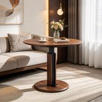 Table ronde relevable moderne et réglable, bureau de café mobile et portable, surface en acier et MDF pour la maison, le bureau et le salon