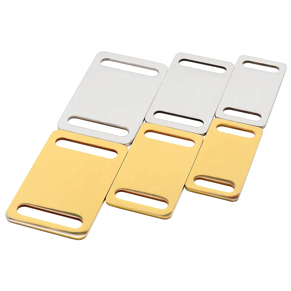 Factory Directly Custom Engraved Solid Brass or Stainless Steel Silent Slide On Collar Rectangle ID Dog ID Tag