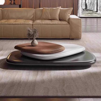 Table basse rotative en bois, design moderne, mobilier de salon, utilisation hôtelière, table à thé ovale