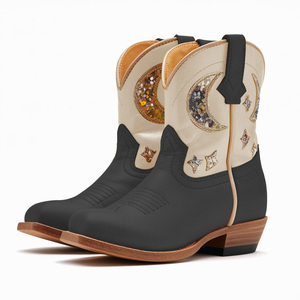 Casual <strong>Shoe</strong> Thick Sole <strong>Shoe</strong> Designer Winter Snow <strong>Boot</strong> Customized Wholesale Knee-High PU Insole <strong>Moon</strong> Star Fashion Cowboy <strong>Boots</strong> - Product Image 2