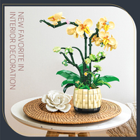Bouquet de fleurs d'orchidées en bonsaï, modèle de plantes en bonsaï, blocs de construction pour adultes, ensemble de blocs de construction, décoration, cadeau, jouet