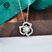 XMA055 Collier pendentif en argent sterling 925 avec motif de rose en CZ 05CT Moissanite, bijoux fins pour femmes, plaqué or 18 carats/rhodium