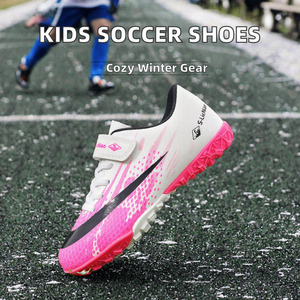 Chaussures de football à tige basse, crampons de futsal FG HG TF, semelle intérieure en caoutchouc pour l'hiver, baskets de sport pour hommes à fermeture auto-agrippante - Product Image 2