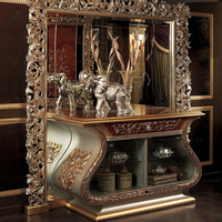 Lit de Luxe Royal en Bois Sculpté, Style Turc Classique, Lit King Size Capitonnée Dorée avec Banc à Volutes pour Villa et Chambre de Palais