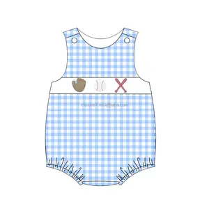 New Arrival Children Clothing Flutter Sleeves Cute Baseball Applique Kids Dress Boutique Toddler Girl Dress