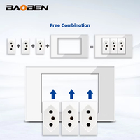 BAOBEN 4*2 Prise murale double USB Type C en verre trempé blanc, norme brésilienne, interrupteur lumineux, Suisse 10A 20A