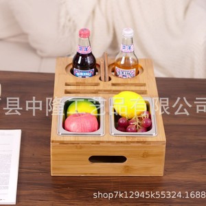 Caja de almacenamiento con reposabrazos de madera, 40x26x10cm, con portavasos para sofá, organizador de aperitivos y bebidas - Product Image 3
