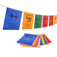 Vente directe personnalisée en gros 10*10 pouces satin Windhorse Lungta bouddhiste tibétain tranquille drapeau de prière bannière
