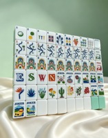 En gros, ensemble de Mahjong américain en acrylique, style festif, portable, avec tuiles imprimées sur le thème du golf, pour le divertissement familial