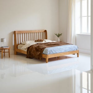Ensemble de meubles de chambre à coucher nordique moderne et contemporain en <span class=keywords><strong>bois</strong></span> massif, <span class=keywords><strong>lit</strong></span> simple en <span class=keywords><strong>bois</strong></span> avec tiroirs de rangement extensibles, taille King, vente flash - Product Image 1
