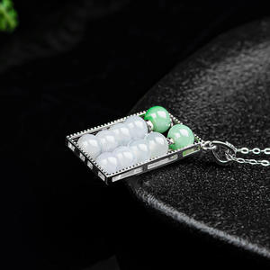 Colgante de Ábaco de Jadeíta Natural con Incrustaciones de Plata S925, Accesorios de Moda para Mujer, Certificado de Tasación de Joyería D011 - Product Image 2