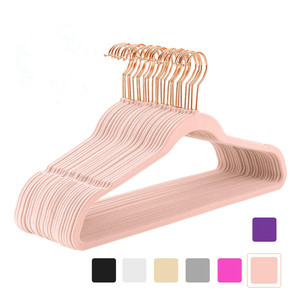 Light weight durable usage space saving non slip plastic velvet clothing hanger