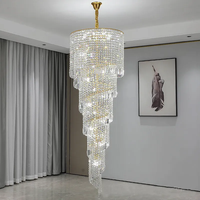 Lustre en cristal moderne de luxe K9 finition dorée lumière blanche chaude télécommande à intensité variable pour accrocher la maison hôtels restaurants