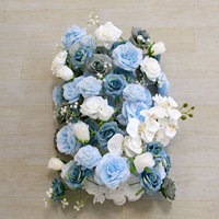 Panneau de fleurs artificielles bleu et blanc sur mesure pour mariage, 40x60cm, pour décoration d'arche murale