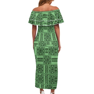 Conjunto de <span class=keywords><strong>Dos</strong></span> Piezas con Diseño Polinesio Verde Tapa para Mujer, Blusa con Volantes, Estilo Casual para Viajes y Vacaciones - Product Image 5