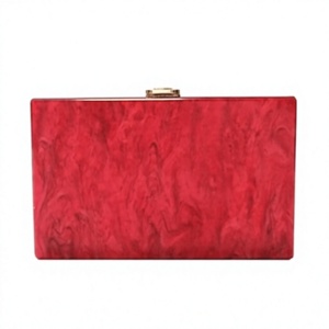 <b>Red</b> Resin Clutch Box Artistic Wooden Pattern Fashion Jewelry Case Custom Shape Decorative Craft - Product Image 1