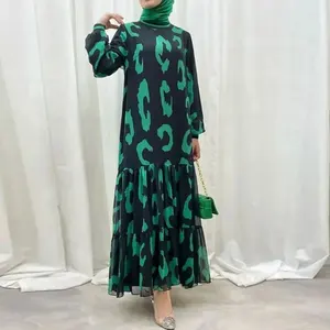 OEM Robe Green Latest Designs Moroccan Long Muslim Dress Women Hot Islamic Clothing Maxi Dress Ladies Muslim