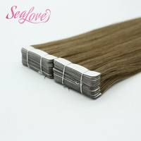 Extensions de cheveux humains à bandes adhésives couleur marron, lisses, en cheveux Remy vierges, prix de gros