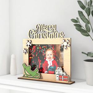 Laser cắt bằng gỗ giáng sinh khung ảnh kỳ nghỉ trang trí trẻ em DIY Craft hình ảnh khung cho nhà hoặc văn phòng giáng sinh trang trí - Product Image 5