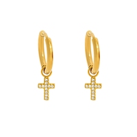 Collier Bowei plaqué or avec pendentif micro-pavé en zircon et clips d'oreilles haut de gamme