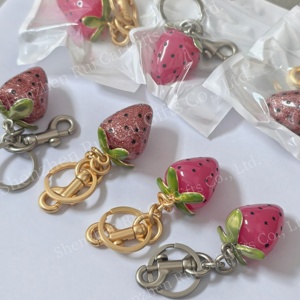 Luxury Creative Fruit Series Pendant Cute Fashion Strawberry Metal Keychain Suitable for Women's <b>Bag</b> Pendant Strawberry Keychain - Product Image 1