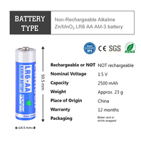 Batterie alcalines jetables 1.5v, 10 pièces, aa/lr6/am3, 1.5v