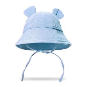 Sombrilla sólida Sombrero de algodón para niños Sombrero de pescador para niños pequeños de verano con orejas de oso para protección solar - Product Image 4