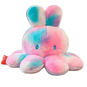 Hot Selling Low MOQ Stuffed Animals Toys Octopus Flip Reversible Plush Octopus Pillow