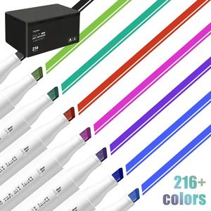 ปากกามาร์คเกอร์ 48 80 100 120 168 216 สี สำหรับวาดการ์ตูนและสเก็ตช์ ปากกาหัวพู่กันคู่ 168 ด้าม ปากกาแอลกอฮอล์ สำหรับงานศิลปะ อุปกรณ์การเรียน ชุดวาดเขียน - Product Image 3