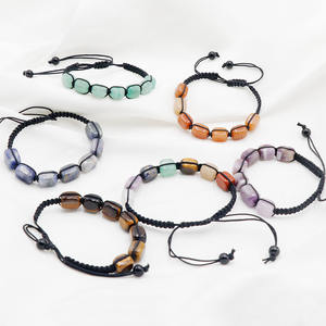 Pulsera de cristal de siete vetas tejida con piedras curativas naturales de colores al por mayor, pulsera de chakras para meditación - Product Image 1