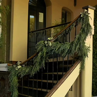 Guirlande de Noël en cèdre de Norfolk au toucher réel, guirlande artificielle en PE souple, cyprès, eucalyptus, couronne pour cheminée, table, décoration de la maison