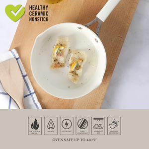 Poêle à frire moderne en céramique antiadhésive en aluminium avec poignée en silicone pour cuisinière à gaz et à induction - Product Image 6