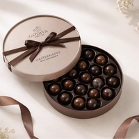 Boîte à chocolat ronde de luxe avec logo personnalisé, boîte cadeau circulaire en papier rigide avec ruban et plateau en plastique pour truffes