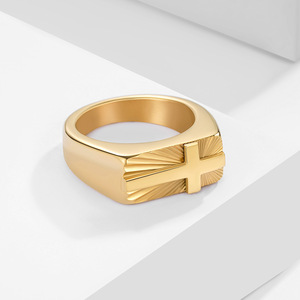 Cross <b>Ring</b> 8MM Stainless Steel Gold <b>Silver</b> Unisex Fashion Jewelry Gift - Product Image 3