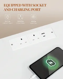 โต๊ะข้างเตียงสีขาวทันสมัยมีลิ้นชัก 3 ช่อง พอร์ตชาร์จหลายช่อง และขาที่ถอดออกได้ ซึ่งเป็นส่วนประกอบที่สมบูรณ์แบบสำหรับห้องนอน - Product Image 5