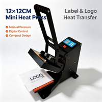 Petite presse à chaud manuelle 12x12cm, presse à transfert thermique numérique pour vêtements, étiquettes de col, logo personnalisé, impression par sublimation
